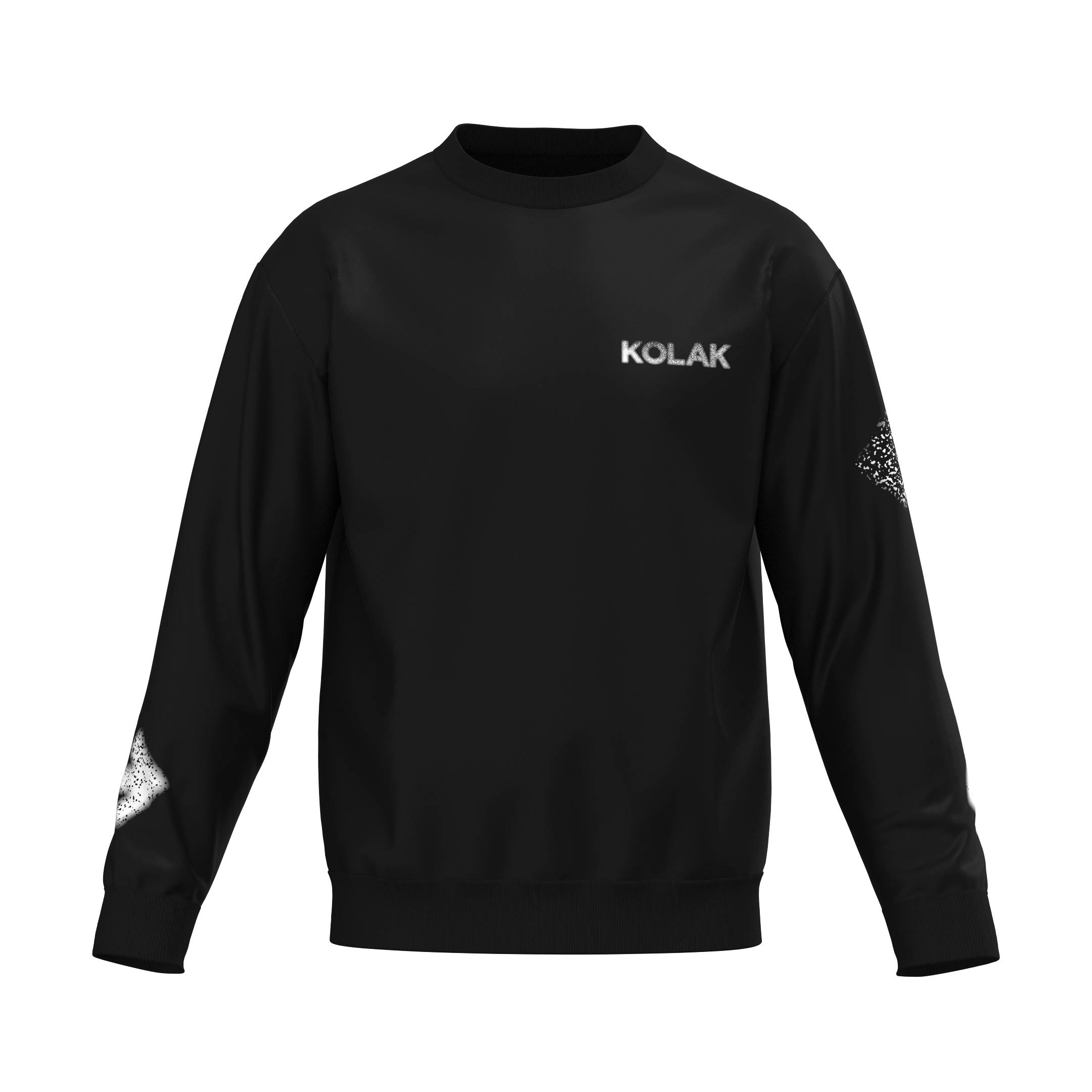 White Dot Spray Paint Black Crewneck