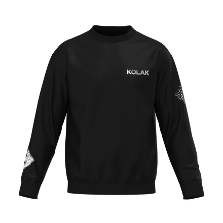 White Dot Spray Paint Black Crewneck