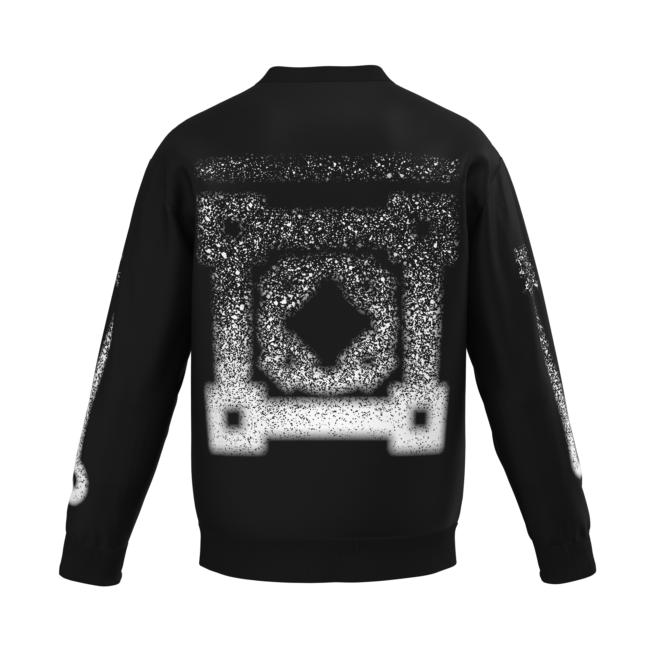 White Dot Spray Paint Black Crewneck