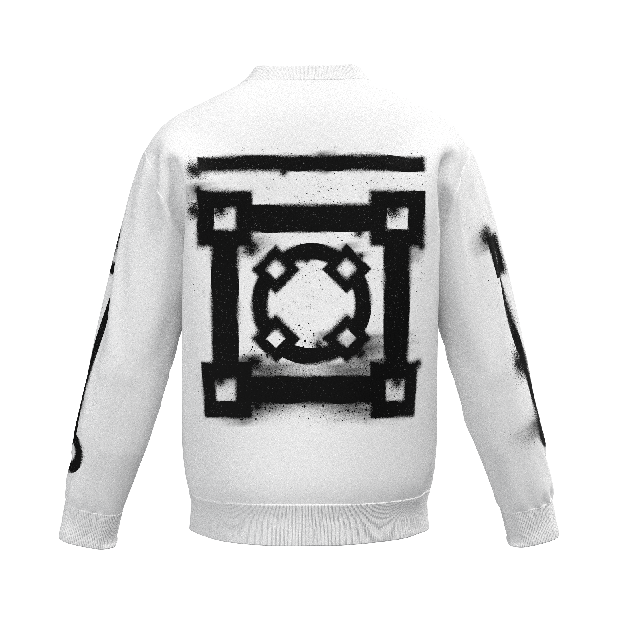 Black Graffiti Spray Paint White Crewneck